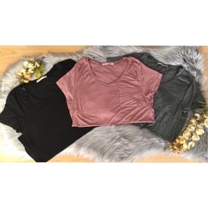 V-Neck Pocket Loose T-Shirts
